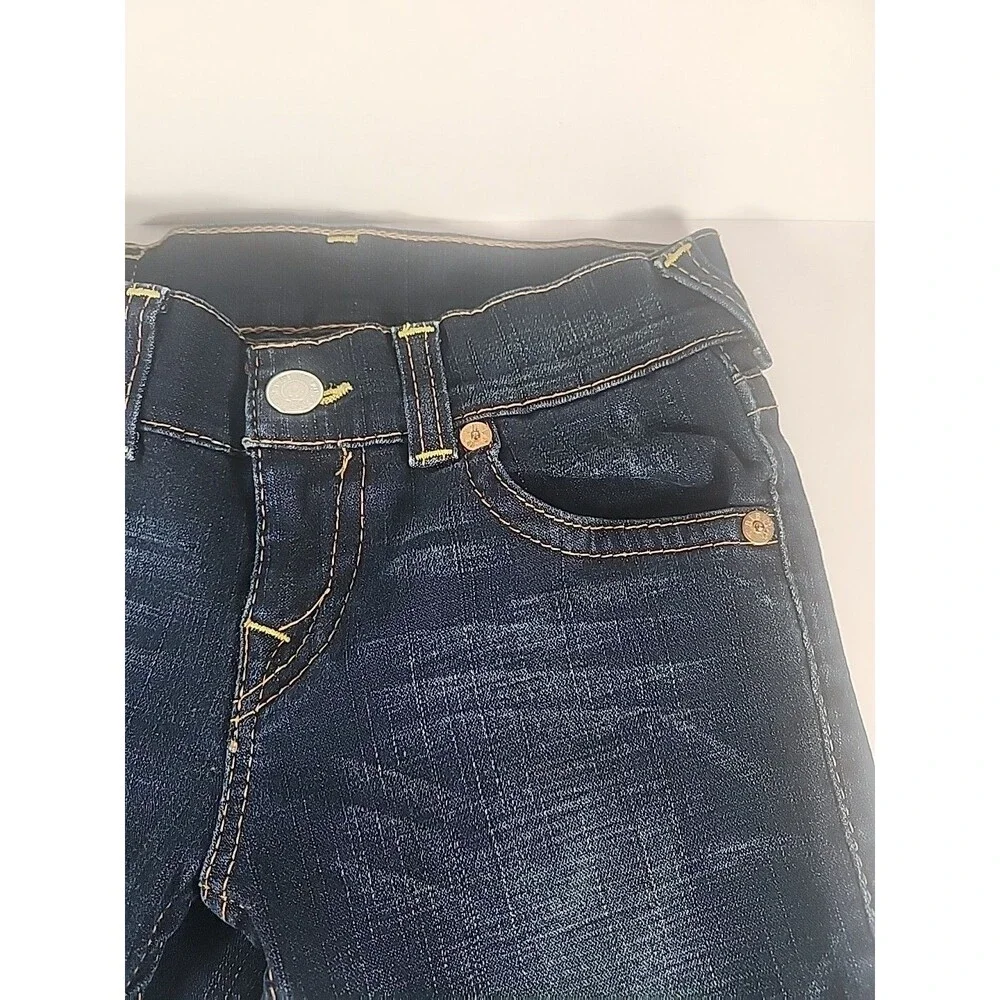 True Religion World Tour Size 14 Girls Low Rise Dark Wash Blue Jeans EUC